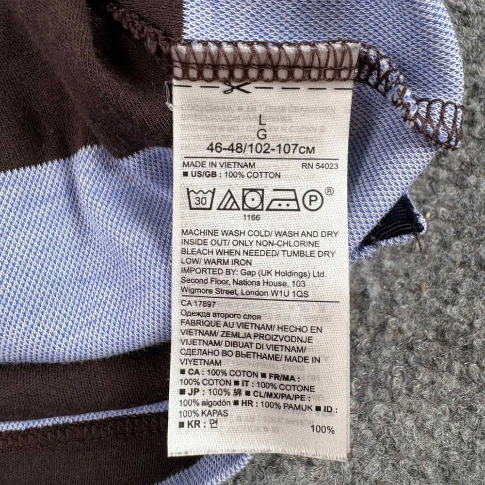 Banana Republic Lux‎ Rugby Stripe Polo Shirt Men L Brown Standard Fit Preppy Y2K